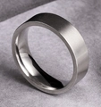 Brushed finish stainless steel band ring in steel grey color for men and women - Size 5 / Silver Male Style Without Zirconia (6mm)