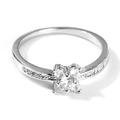 Anello a corona con fiori in argento e pietre di zircone con finitura lucida - US 7 / Stile Floreale Argentato (JR2683S)