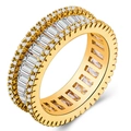 Anello eternity di lusso in oro con zirconi baguette e pavé di piccoli cristalli - US 8 / Stile Eternity Baguette Dorato (JR2467GL)