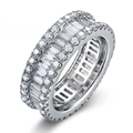 Anello a corona di lusso in argento con zirconi a taglio baguette su tre file - US 6 / Stile Eternity Baguette Argentato (JR2467S)