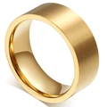 10mm wide brushed gold titanium steel ring with mirror polished interior finish - US 7 / Brushed Matte / Gold