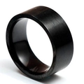 10mm wide black matte titanium steel ring with polished inner surface for unisex - US 7 / Brushed Matte / Black