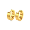 Polished gold stainless steel hoop earrings for men in a minimalist hip hop style - Gold