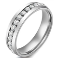 Elegant silver eternity ring featuring a full row of round-cut sparkling zircons - Size 5 / Steel