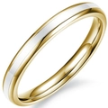 6mm minimalist gold and white enamel stainless steel ring with polished finish - Size 7 / 2mm Width / Gold White