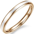 6mm rose gold stainless steel ring featuring a sleek white enamel center band - Size 7 / 2mm Width / Rose Gold White