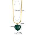 Golden necklace featuring a dark green heart pendant with dimensions and weight specs - Dark Green Necklace
