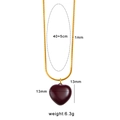 Elegant gold snake chain necklace with a dark purple oil-drip heart pendant charm - Coffee Necklace