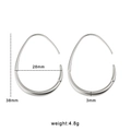 Polished silver teardrop earrings with 38mm height and 28mm width minimalist style - Teardrop (CK371) / Silver