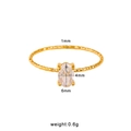18K gold plated stainless steel ring with hammered band and 4x6mm oval zircon stone - Size 7 / Oval Hammered Style (CK970)