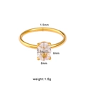 18K gold plated stainless steel ring with 6x8mm oval zircon and 1.5mm thin band - Oval Smooth Style (CK972)