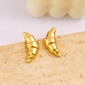 18K gold plated stainless steel croissant hoop earrings on a stone display base - Croissant Style (CK43) / Gold