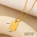 18K PVD gold plated stainless steel rectangle pendant necklace with More Self Love engraving - More Self Love / Large