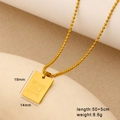 Detail of PVD 18K gold plated square pendant with More Self Love engraving on bead chain - More Self Love / Small