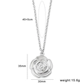 Details zur Rosen-Halskette mit Angaben zu Abmessungen und Kettenlänge in Silberoptik - Silber