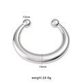 Brazalete rígido en C de acero inoxidable pulido con cuentas de 15mm y diseño abierto - Estilo Pulido con Extremos de Bola (CK615) / Plateado