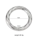 Brazalete redondo de acero inoxidable pulido con grosor 13mm y diámetro de 6cm - Estilo de Torsión Espiral (CK622) / Plateado