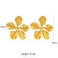 Macro view of gold five-petal flower earrings with hammered texture and 40mm dimensions - Hammered Five-Petal Flower (CK2) / Gold