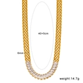 French vintage 18K gold mesh chain necklace with baguette cut zircon stones, 40+5cm - White Zirconia Necklace (CK675) / Gold