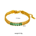 French vintage 18K gold mesh bracelet with emerald green zircon stones and heart charm - Green Zirconia Bracelet (CK676) / Gold