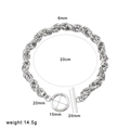 Silver stainless steel thick twist chain bracelet with secure OT toggle clasp closure - Twisted Cable Chain OT Buckle Style (CK822)