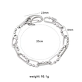 Polished stainless steel industrial geometric link bracelet, 20cm length, silver finish - Bead Long Link Chain Spring Clasp Style (CK823)