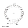 Silver stainless steel handcuff clasp bracelet with 10mm chain width and 22cm length - Handcuff Charm Twisted Link Chain Style (CK824)
