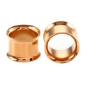 Tunnels d'oreille double flare en acier inoxydable 316 or rose avec fini poli - Or rose