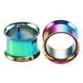 Detail von 316 Edelstahl Double Flare Ohr Tunnel mit regenbogenfarbener Beschichtung - 10mm / Regenbogen