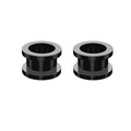 Macro view of high-polished black acrylic ear tunnels with double flared design - Matte Black