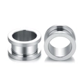 Paar gepolijste roestvrijstalen ear tunnels met hol ontwerp en geborstelde metalen afwerking - Staalkleur