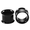 Detailansicht schwarzer Double-Flared Tunnel aus poliertem Edelstahl für Ohrlöcher - 10mm / Schwarz