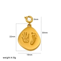 Irregular organic golden pendant with engraved baby hand and footprints, 22mm charm - Hand & Footprint Pendant Only (Without Chain) (CK844) / 30x18mm / Gold
