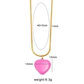 Pink heart pendant necklace with golden snake chain and adjustable 40+5cm length - Pink Necklace