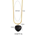 Golden snake chain necklace with black heart pendant, 40+5cm length and 1mm width - Black Necklace