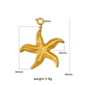 Ciondolo stella marina dorata in acciaio inossidabile, largo 34 mm e alto 42 mm con gancio - Solo Ciondolo Stella Marina (Senza Catena) (CK844)