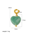 Pendente a cuore con pietra verde, chiusura dorata e misure dettagliate del prodotto - Solo Ciondolo Cuore Amazonite (Senza Catena) (CK844)