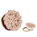 Detailed view of hollow mesh rose gold stainless steel ear plugs with frosted finish - 6mm / Rose Gold