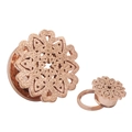 Rose gold mandala hollow ear gauge with frosted glitter finish and screw fit design - Rose Gold 6mm