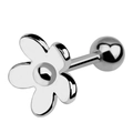 Polished silver daisy flower cartilage stud earring with screw back ball for piercing - White Enamel Five-Petal Flower Style (Style 2) / White