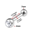 Polished silver 16G barbell earring with sparkling clear cubic zirconia stone - Single Zirconia Stud Style (Style 3) / Silver