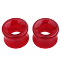 Détail des écarteurs d'oreilles en verre rouge translucide avec finition polie lisse - 8mm / Rouge Rubis