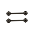 Macro view of two black stainless steel barbells for nipple or bridge piercings - Polished Black Style