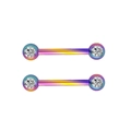 Rainbow stainless steel nipple rings with clear zircon studs on a white background - Multicolor With Rhinestones