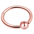Macro view of rose gold captive bead ring with polished finish and hinge detail - With Bead Style - Rose Gold