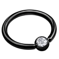 Detalle de un aro de nariz negro de acero quirúrgico con una circuita clara brillante - Estilo Zirconia Única - Negro