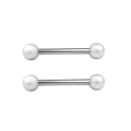 Macro detail of stainless steel barbell piercing jewelry with glitter finish frosted balls - Steel Matte