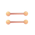 Pair of rose gold stainless steel barbell piercings with matte textured end balls - Rose Gold Frosted