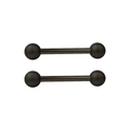 Macro view of black stainless steel straight barbell piercings with matte screw-on beads - Matte Black