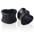 Zwarte acryl hartvormige oormaten en flesh tunnels voor body piercing sieraden - Puur zwart